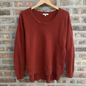 Madewell Textured Knit Pullover Long Sleeve Cotton Blend Sweater Red Women's L